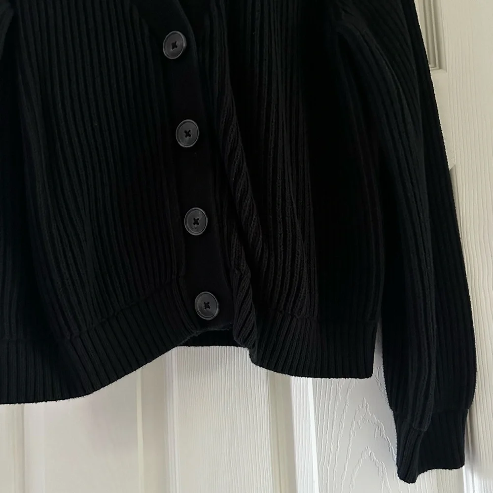 Old Navy Black Ribbed Cardigan Sweater - Picture 2 of 5